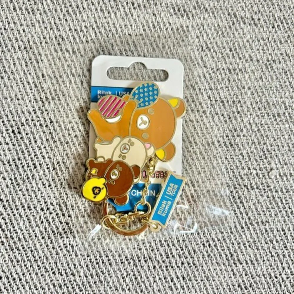 Rilakkuma 20th Anniversary USA Tour Group Enamel Keychain NWT